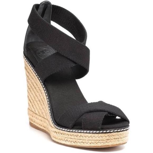 Tory Burch Shoes - Tory Burch New Black Adonis Wedge Espadrilles 10